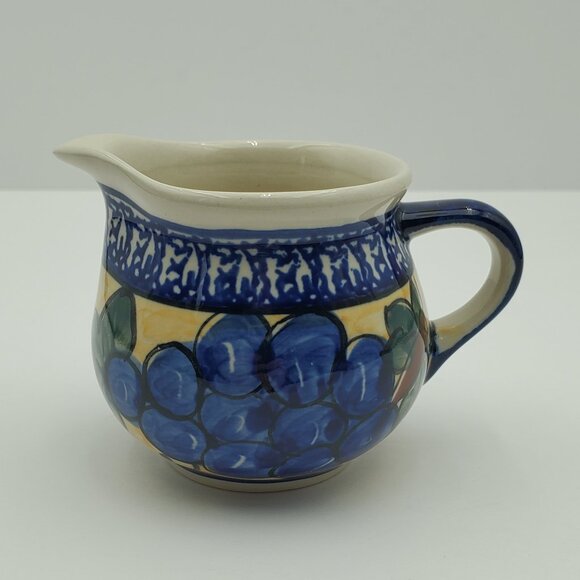 Polish Pottery Tuscan Grapes Cream & Sugar Set Grapes Creamer and Sugar Bowl - Picture 12 of 16